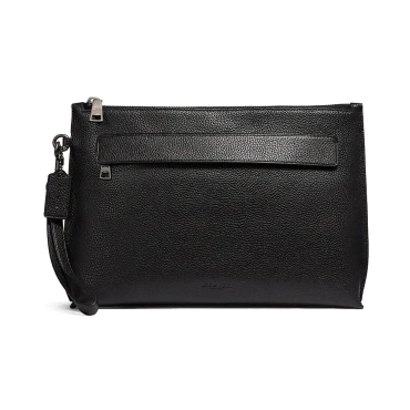 28614, Coach Pouch Pebbled Leather Black