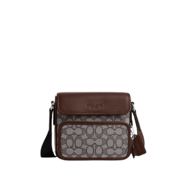 CT834, Coach Sullivan Flap Crossbody Bag In Signature Jacquard Oak Maple