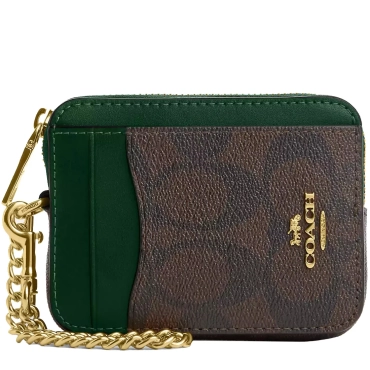 C0058, Coach Zip Card Case Signature Dark Pine