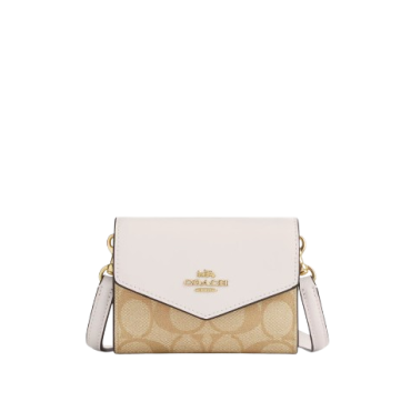 CU172, Coach Mini Envelope Wallet Signature Light Khaki Chalk