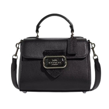 CF321, Coach Morgan Snake Trim Top Handle Black Multi