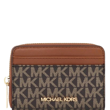 35F2GTVD21, Michael Kors Jet Set Travel Medium Zip Around Card Case Brown Gold