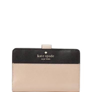 KC511, Kate Spade Madison Medium Colorblock Compact Bifold Wallet Toasted Hazelnut