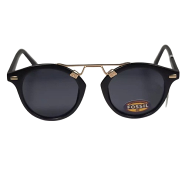 FW193, Fossil Round Brow Sunglasses Black Gold Hardware