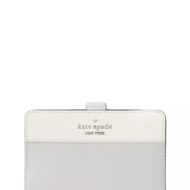 KC511, Kate Spade Madison Medium Colorblock Compact Bifold Wallet Platinum Grey