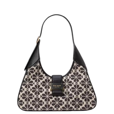 KI455, Kate Spade Nouveau Small Spade Flower Jacquard Shoulder Bag Sand Multi