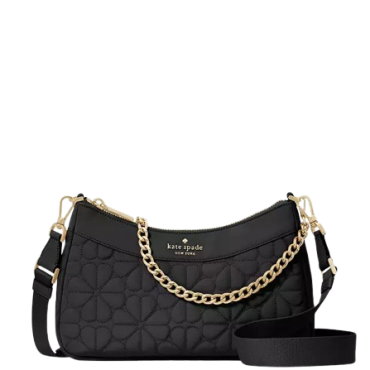 KK077, Kate Spade Crossbody Spade Flower Quilted Black