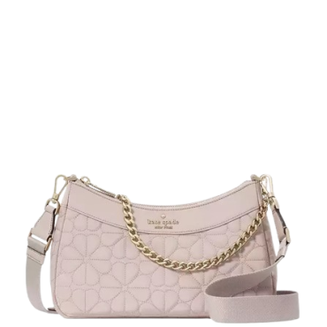 KK077, Kate Spade Crossbody Spade Flower Quilted Cozy Grey