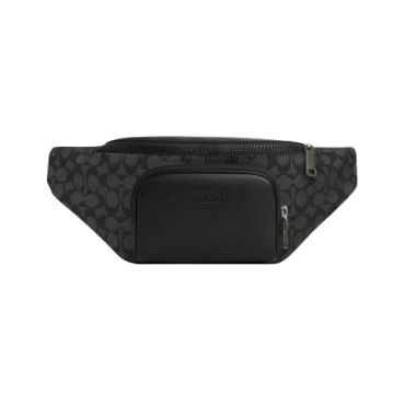 CT714, Coach Racer Belt Bag Signature Charcoal Black