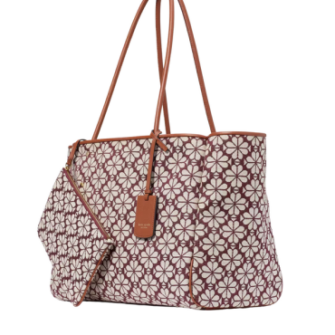 KK608, Kate Spade Everything Spade Flower Large Tote Bag Burgundy Multi