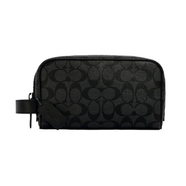 CAR15, Coach Small Travel Kit Signature Charcoal Black