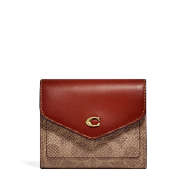 C2329, Coach Wyn Small Colorblock Sign Tan Rust Wallet