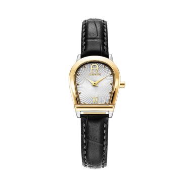 Aigner Molise Gold Black Leather Strap Watch