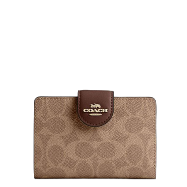 CW786, Coach Medium Corner Tan Brown Wallet