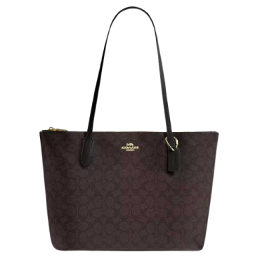 CBT20, Coach Zip Tote Signature Walnut Black