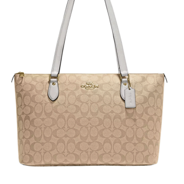 CS187, Coach Gallery Tote Signature Light Khaki Chalk