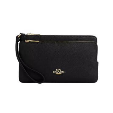CU919, Coach Double Zip Wallet Black